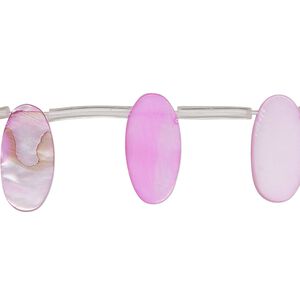 Mother-of-pearl shell 1pkg1, top-drilled flat oval bead 15 inch pink 15x6mm-16x7mm
