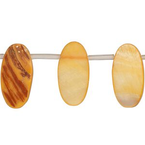 Mother-of-pearl shell 1pkg1, top-drilled flat oval bead 14 inch orange 19x7mm-20x10mm