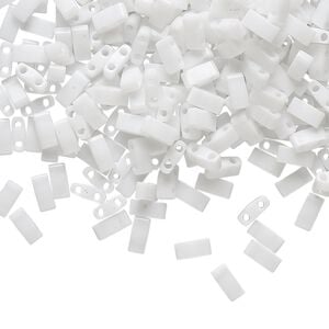 Seed bead, TILA&reg;, glass, pkg/250g, 5x2.3mm half tila rectangle, opaque white, (HTL-402).