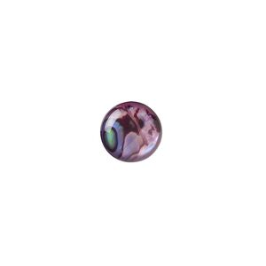 Cabochon, paua shell (coated / dyed), purple, 10mm calibrated round, Mohs hardness 3-1/2. Sold per pkg of 6.