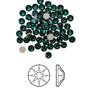 Flat back 1440pk emerald foil back, Swarovski&reg; 3-3.2mm rose round SS12 2088