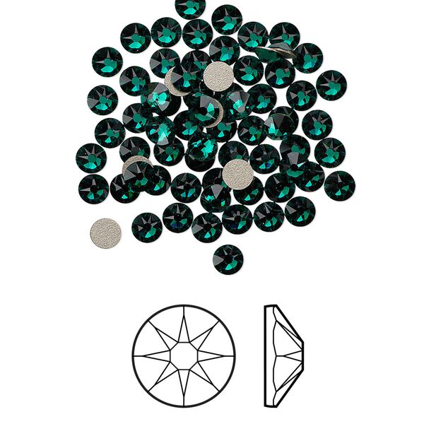 Flat back 1440pk emerald foil back, Swarovski&reg; 3-3.2mm rose round SS12 2088 image number 0