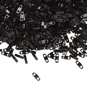 Seed bead, TILA&reg;, glass, pkg/5g, 5x1.2mm quarter tila rectangle, opaque black, (QTL-401).