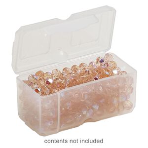 Organizer, Dot Box&trade;, plastic, clear, 2-1/2 x 1-1/4 x 1-1/4 inch rectangle with pop-up lid. Sold per pkg of 2.