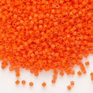Seed bead, Delica&reg;, glass, pkg/250g, #15 round, opaque orange (DBS-0722).