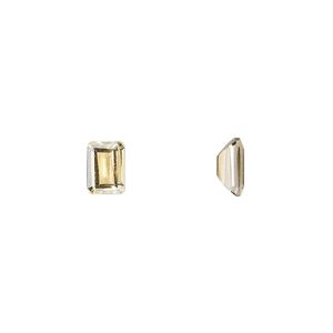 Citrine 1pkg1, hand-cut faceted emerald-cut gem 7x5mm