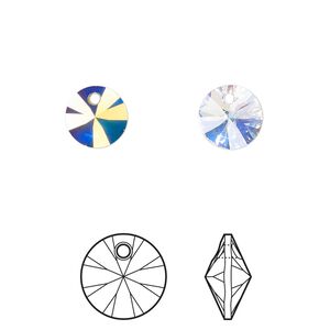 Drop 12pk crystal AB, Crystal Passions&reg; 8mm pendant mini disk 6428