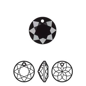 Drop 1pk jet, Crystal Passions&reg; 14mm pendant classic cut 6430