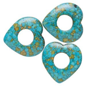 Mosaic "turquoise" (magnesite) 1pkg3, heart donut focal 41x40mm