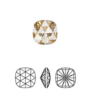 Fancy stone 1pk crystal golden shadow foil back, Crystal Passions&reg; 12mm rose cut cushion 4471