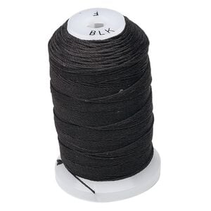 Thread, Purely Silk&trade;, 3-ply, black, size F. Sold per 140-yard spool.