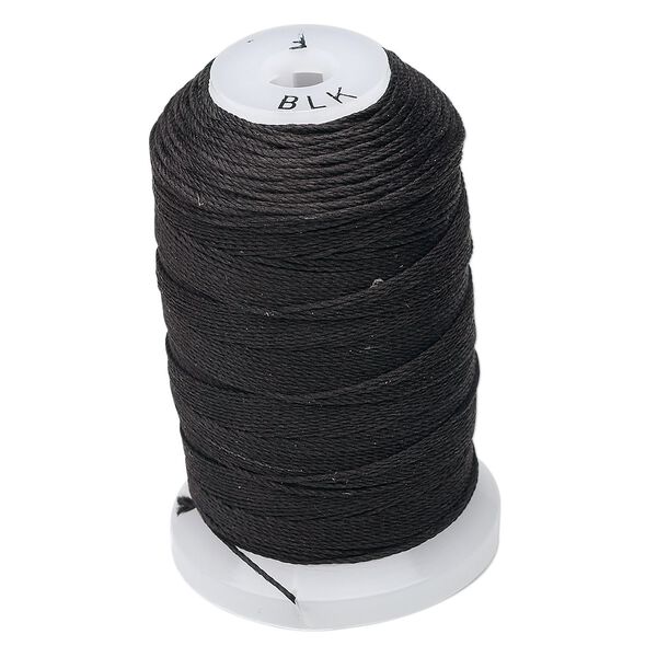 Thread, Purely Silk&trade;, 3-ply, black, size F. Sold per 140-yard spool. image number 0