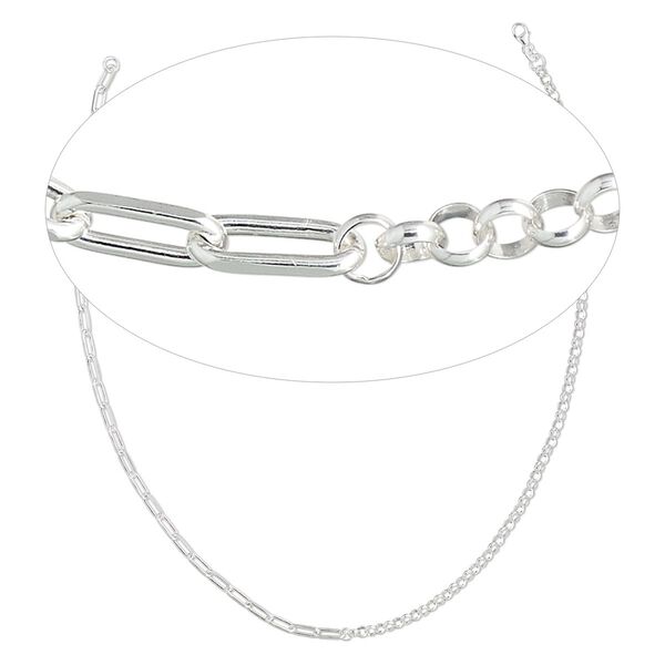 Chain 1pkg1 sterling silver cable & rolo, 4mm cut / 4.1mm / lobster claw clasp, 18 inch image number 0