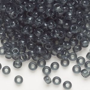 Seed bead, Miyuki, glass, pkg/25g, #6 rocaille, transparent grey (RR-152).