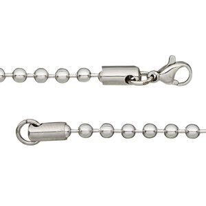 Chain 1pkg1 ball, 3.2mm / lobster claw clasp, stainless steel 24 inch