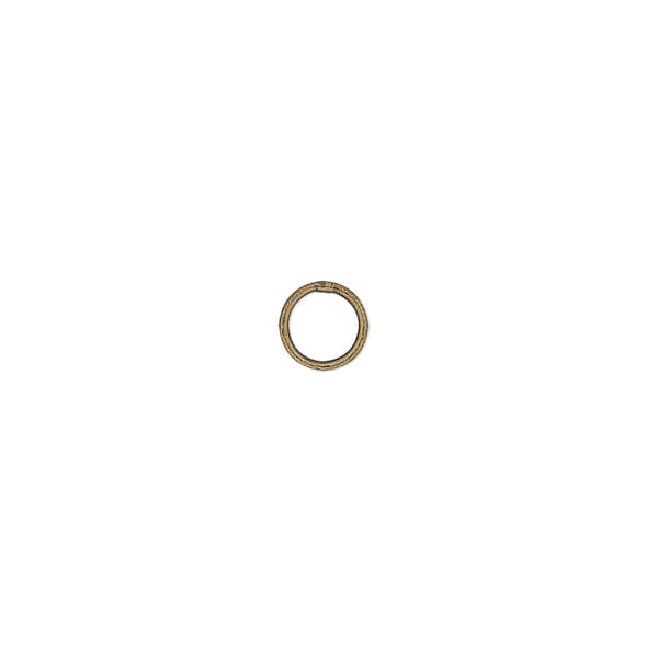 Jump ring 1pkg100 gold-plated, 6mm soldered closed round, 20 gauge / 4.5mm inside diameter / brass / antique image number 0