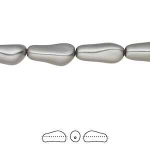 Pearl 100pk dark grey, Swarovski&reg; 14x6mm baroque elongated 5844