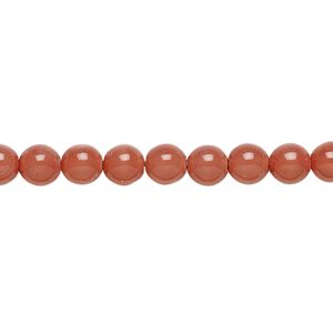 Bead, Czech dipped d&eacute;cor glass druk, rose, 6mm round. Sold per 15-1/2" to 16" strand.