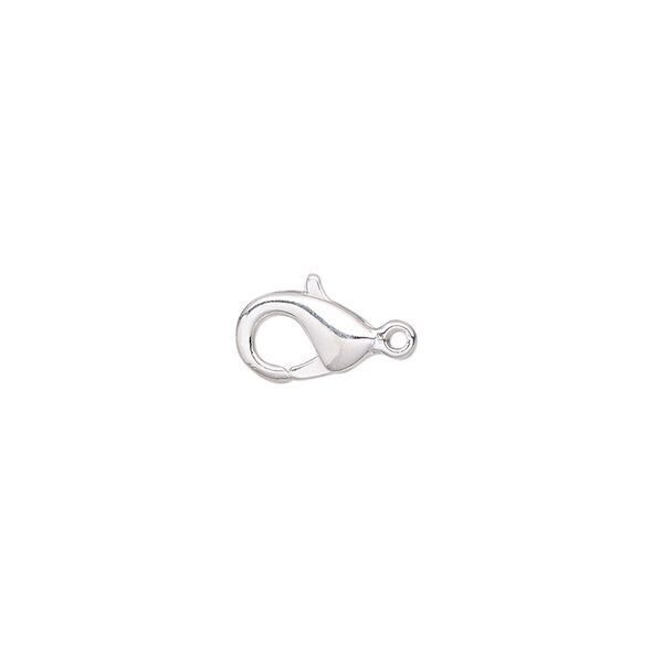Clasp lobster claw 1pkg100 silver-plated "pewter" (zinc alloy), 10x6mm, 1-strand image number 0