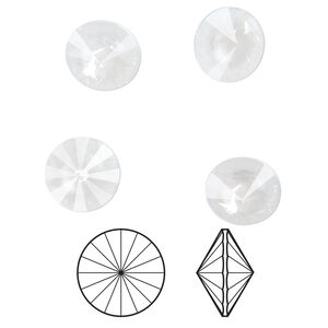 Chaton 4pk crystal electric white ignite LacquerPRO, Crystal Passions&reg; 14mm rivoli 1122