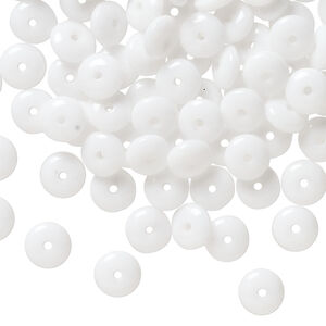 Bead, Czech pressed glass 1pkg150, opaque white, 6x2.5mm rondelle.