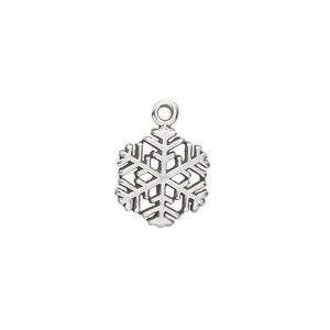 Charm, antiqued sterling silver 1pkg1, 13x12mm snowflake.