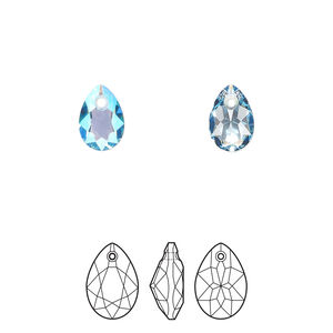 Drop 4pk aquamarine shimmer, Crystal Passions&reg; 9x6mm pendant pear cut 6433