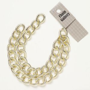 Chain 1pkg1 curb, 16.2mm, aluminum / anodized gold 18 inch