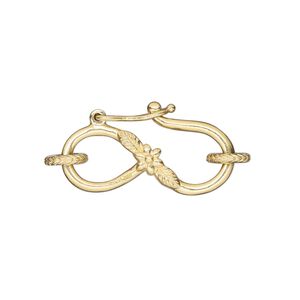 Clasp S-hook 1pkg1 sterling silver, 25x13mm double-sided / safety latch / 6mm 15 gauge closed jump ring, "vermeil" 1-strand