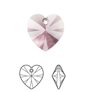 Drop 2pk iris, Crystal Passions&reg; 18mm pendant heart 6228