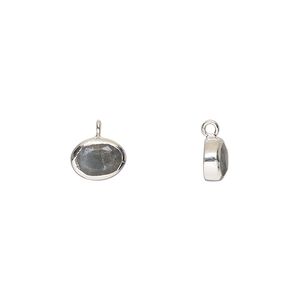 Drop sterling silver labradorite 1pk 8x6mm hand-cut faceted oval, natural