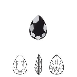 Fancy stone 1pk jet, Crystal Passions&reg; 14x10mm pear 4320
