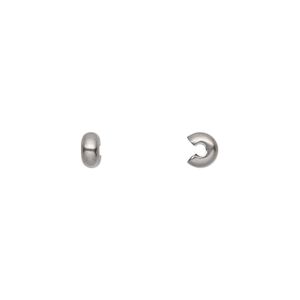 Crimp cover, stainless steel, 4mm round. Sold per pkg of 100.