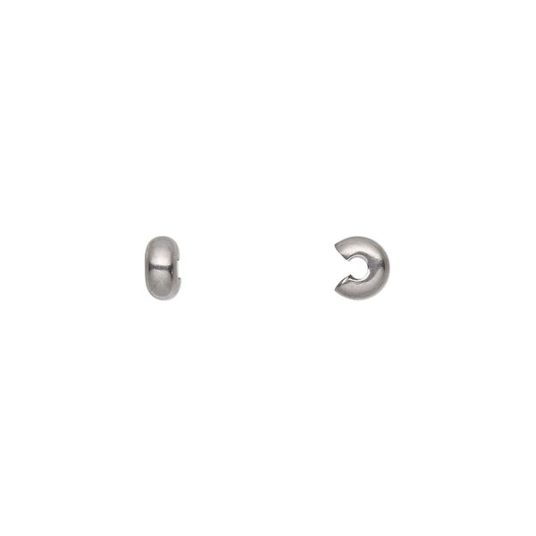 Crimp cover, stainless steel, 4mm round. Sold per pkg of 100. image number 0