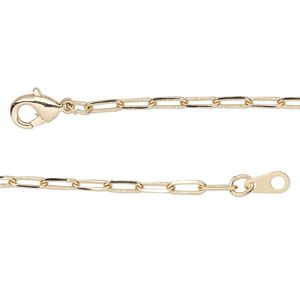 Chain 1pkg1 paperclip, 2.4mm / lobster claw clasp, gold-finished brass 36 inch