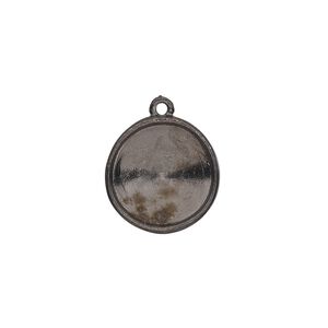 Drop, Almost Instant Jewelry&reg;, gunmetal-plated pewter (tin-based alloy), 17mm round with 14mm rivoli setting. Sold individually.