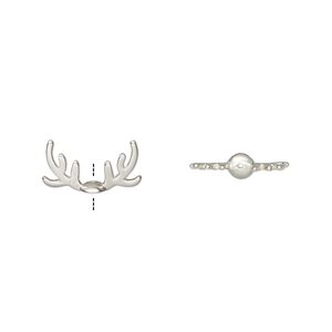Bead cap, Amoracast&reg;, sterling silver, 13x7mm antlers, fits 4-8mm round bead. Sold individually.