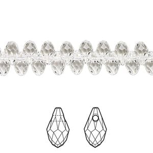 Briolette 4pk crystal, Crystal Passions&reg; 7x4mm pendant drop 6007