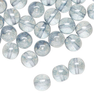 Bead 1pkg50 Czech glass druk, translucent blue luster, 8mm round.
