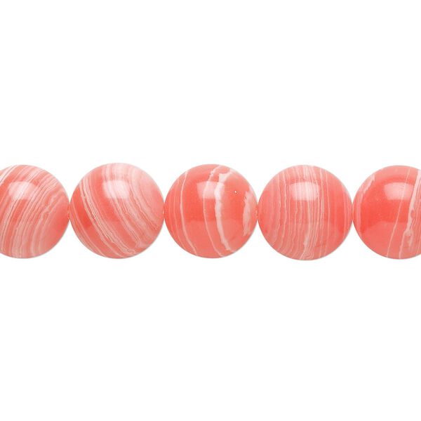 Bead, resin, white and pink, 10mm round. Sold per 15-1/2" to 16" strand. image number 0