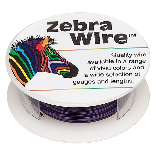 Wire, Zebra Wire&trade;, color-coated copper, purple, round, 20 gauge. Sold per 15-yard spool. image number 0