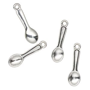 Charm, antique silver-finished "pewter" (zinc-based alloy), 22x7mm spoon. Sold per pkg of 4.