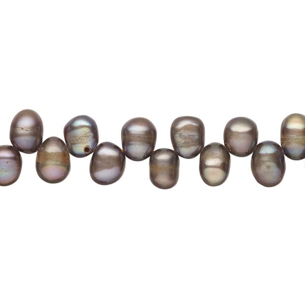 Freshwater pearl 1pkg1, top-drilled rice, 15 inch copper bronze 6x5mm-7x5mm cultured image number 0