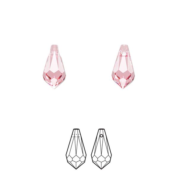 Drop 288pk rose, Swarovski&reg; 11x5.5mm pendant teardrop 6000 image number 0