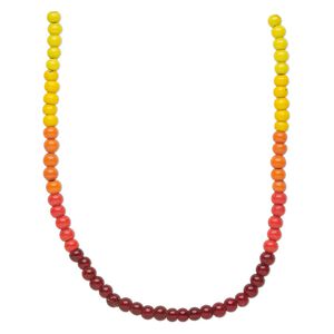 Bead, glass, transparent to opaque shaded red / yellow / orange, 6mm round. Sold per pkg of four 14-inch strands, approximately 230 beads.