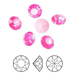 Chaton 6pk crystal electric pink ignite LacquerPRO, Crystal Passions&reg; 8.16-8.41mm round SS39 1088