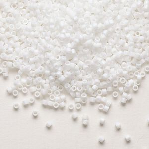 Seed bead, Delica&reg;, glass, pkg/250g, #11 round, opaque matte rainbow chalk white (DB-0351).