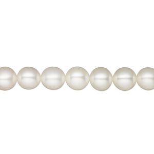 Pearl, White Lotus&trade;, cultured freshwater (bleached), white, 6.5-7mm semi-round, B+ grade, Mohs hardness 2-1/2 to 4. Sold per 15-1/2" to 16" strand.