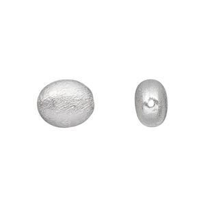 Bead 1pkg2 silver-plated, 13x10mm puffed oval, brushed brass