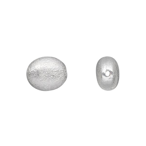Bead 1pkg2 silver-plated, 13x10mm puffed oval, brushed brass image number 0